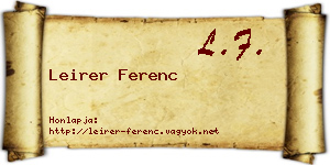 Leirer Ferenc névjegykártya